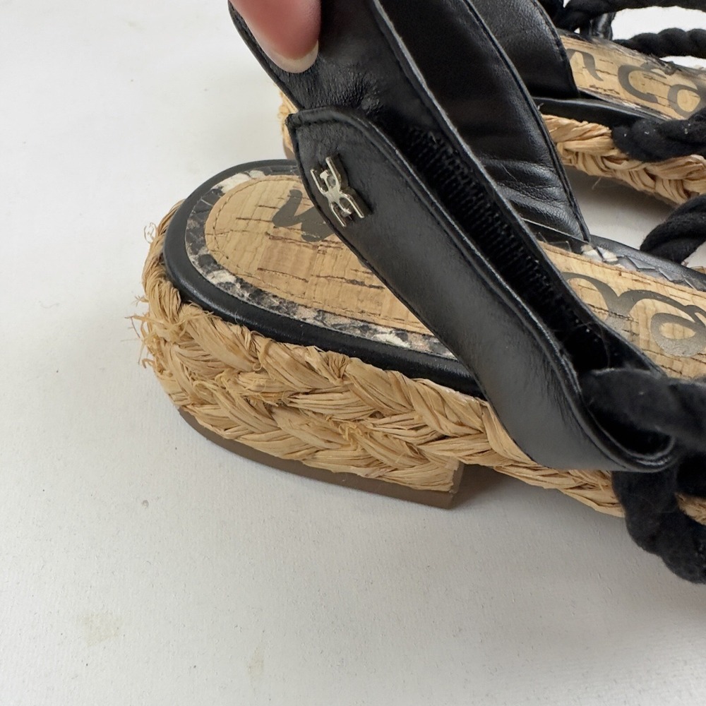 Sam Edelman Black Cristan Rope Sandals Espadrille Sz 6 Ankle‎ Strap Woven $72 - Picture 7 of 10